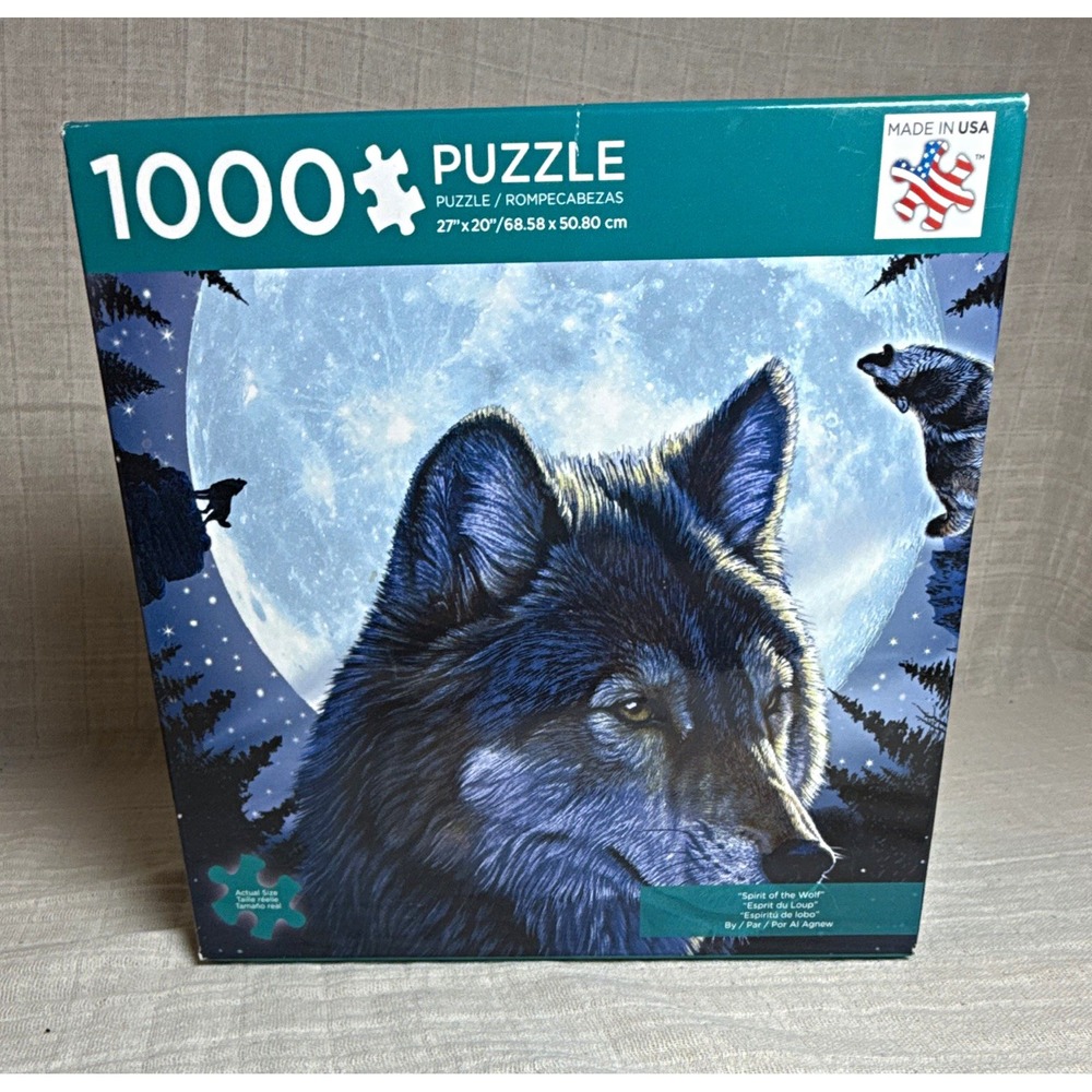 Andrew's Blaine Spirit of the Wolf 1000 Pc Jigsaw Puzzle Al Agnew Moon USA Made